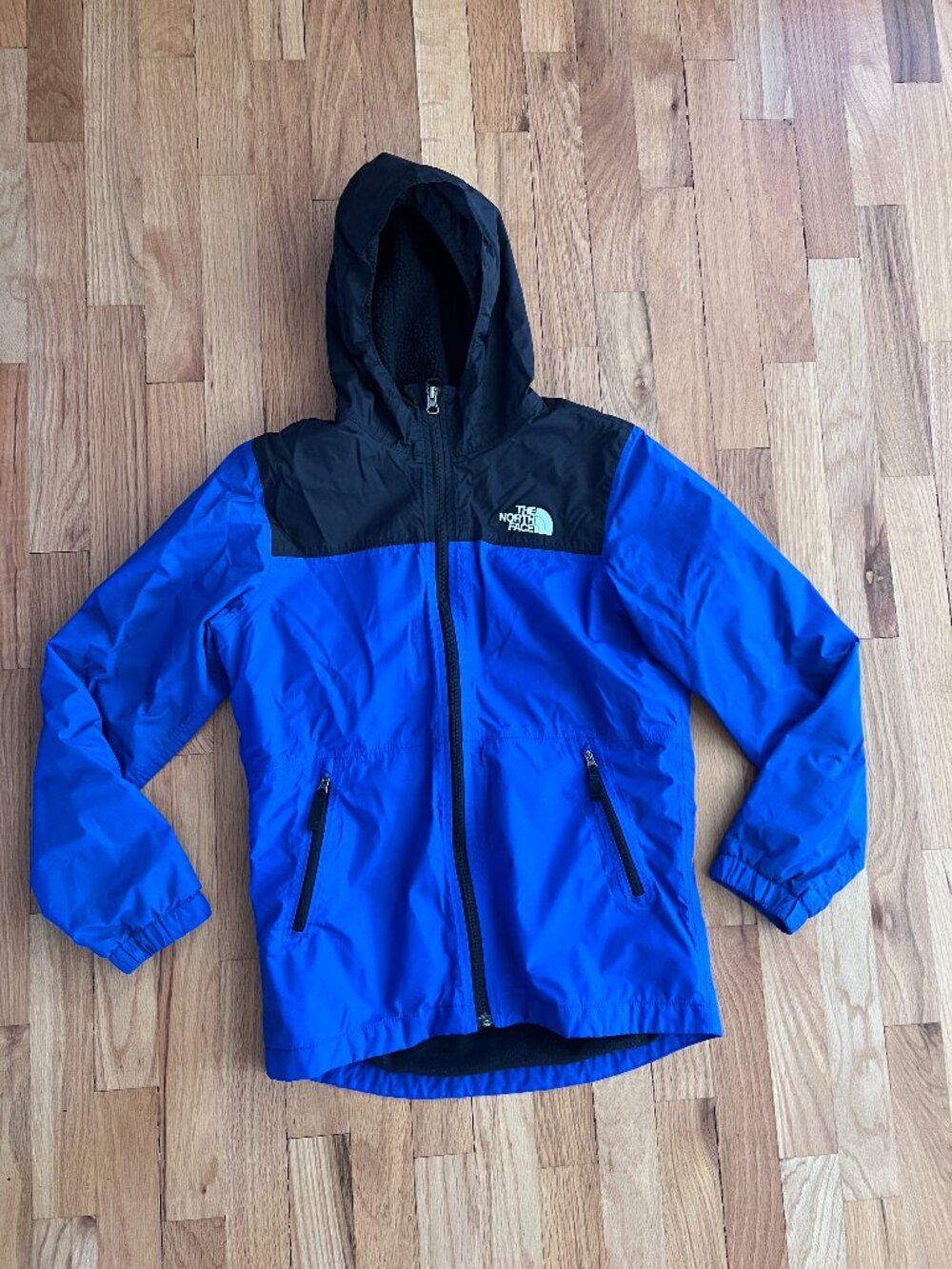 The North Face Boys Youth Blue Black Winter Warm Sherpa Lined Jacket Sz L 14/16